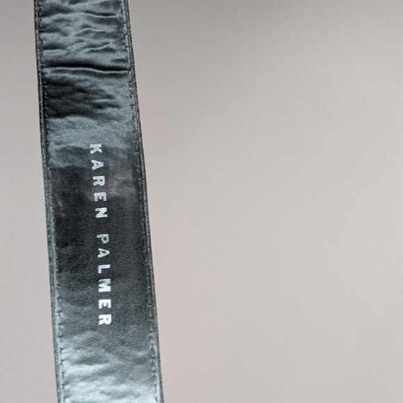 Karen Palmer Leather Croc Pattern Belt Black Silver Size Small - Picture 3 of 3